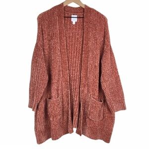Dressbarn SUNDAY Cardigan Chenille Sweater Metallic Oversized Soft Plus Size 2X